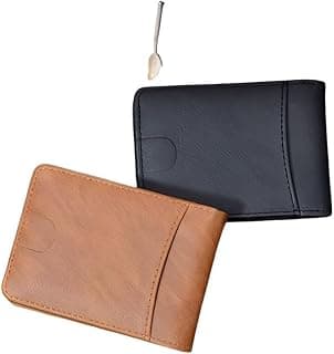 Card Holder - Slim, efficient card organizer with RFID protection, micro compartments for cards and folded notes, water-resistant lining, and a sleek PU leather exterior. (2PCS)