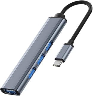 موزع USB C بـ 4 منافذ 3.0/2.0، ألومنيوم خفيف الوزن، سرعة نقل قصوى 5Gbps، متوافق مع ويندوز، ماك، PS-4، PS-5
