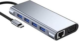 محطة توصيل Maze MT-9598 11 في 1، هاب USB-C مع 4K HDMI، VGA، ايثرنت جيجابت، USB 3.0، قارئ كروت SD/TF، شحن سريع 100 وات