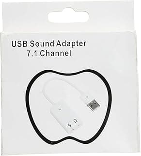 محول صوت خارجي USB شانيل 7.1 مع ميكروفون (أبيض)