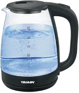 غلاية ترومان الكهربائية من زجاج بايركس 1.8 ل TM-K 2501BK من ترومان، أسود