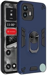 جراب متوافق مع Nothing CMF Phone 2 Pro مزدوج الطبقات مضاد للصدمات مع حلقة دوران 360 درجة ومغناطيس (أزرق)