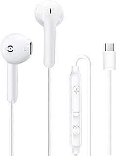 ماس كارني سماعات اذن سلكية TH9 بمنفذ USB C مع ميكروفون، سماعة اذن من النوع C متوافقة مع ابل ايفون 15 و16 وايباد وسامسونج جالكسي اس 25 واس 24 وايه 53 وجوجل بيكسل وشاومي ريدمي وهواوي هونر واوبو وفيفو