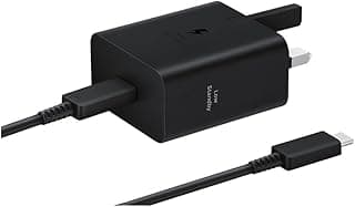 سماعات EP-T4511 للموبايلات والتابلت، شحن سريع تيار متردد بالداخل (سامسونج EP-T4511 - محول طاقة - 45 وات - 3 امبير - SFC 2.0، PD 3.0، PD/PPS [24 دبوس USB-C]، أسود، من سامسونج USB نوع C، أسود