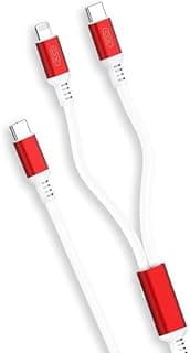 NB-Q136 2 In 1 Type-C,Type-C to Lightning Cable Designed With luxury Design And Cut Resistant Wire Fits various Smart Devices 18 Watt - White Red