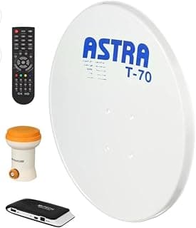 T-70 Full Shower System, 70cm Dish, Mutech 11900U HD Mini Receiver, LNB Pickup, 6000 Channels FHD, USB and HDMI, White