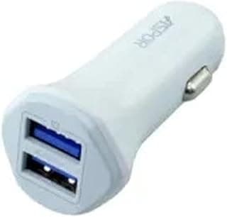 شاحن سيارة A903 بقدرة 3.4A بمنفذين USB، مع كابل آيفون - أبيض