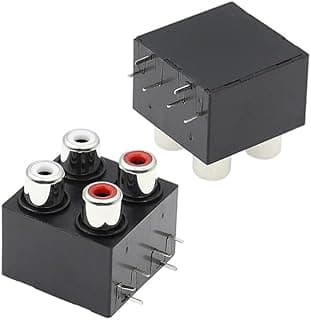 Socket RCA - Female Port Socket Jack Connector Repair PCB Mount Stereo Audio Video Jack Panel Socket AV-8.4-12 4-hole RCA Chassis Lotus Right Angle