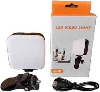 كشاف إضاءة فيديو LED موديل M-88 مع مشبك - 6000K قابل للتعتيم - للموبايل واللابتوب والبث المباشر