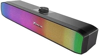 مكبر صوت ستيرو اكسترايك مي SK-605 للألعاب مزود بإضاءة ار جي بي مع منفذ USB 2.0 وزر للتحكم في مستوى الصوت يعمل بسلك USB ومنفذ 3.5 ملم مناسب لأجهزة الكمبيوتر واللابتوب وأنظمة المسرح المنزلي لون أسود