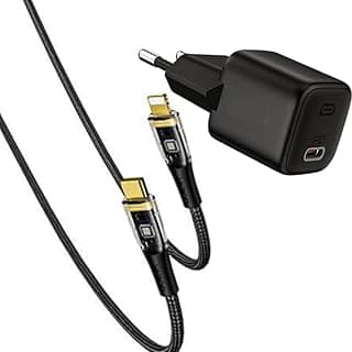 محول شحن سريع صغير محمول بمنفذ USB نوع C بقدرة 20 وات بي ايه بي 1 مع كابل سي- لايتنينج بطول 2 م متوافق مع آيفون من اومنيا