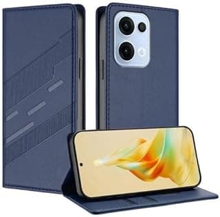 جراب oppo reno 13 حماية فيليب قابل للطي من الجلد الصناعي مقاوم للصدمات و مزود بحماية للكاميرا مع حامل بطاقات وكروت متوافق مع هاتف اوبو رينو 13 / oppo reno 13 5g cover (dark blue)