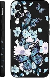 جراب Fekra لهاتف سامسونج Galaxy A07 بتصميم إبداعي بنمط زهور، سيليكون ناعم ونحيف للحماية (فراشة أورورا أسود، سامسونج Galaxy A07)