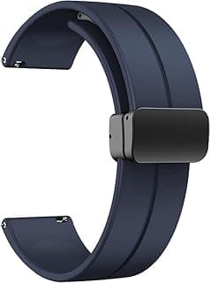 استيك سيليكون 22 مم من TECHONTO بقفل مغناطيسي قابل للطي متوافق مع سامسونج Galaxy Watch 3 45mm/ Galaxy Watch 46mm/Gear S3 Classic/Frontier متوافق مع جميع ساعات 22 مم (استيك فقط)