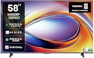 توشيبا تلفزيون فيدا الذكي QLED UHD (4K) مقاس 58 بوصة | لون كوانتوم دوت | تحكم صوتي | دولبي فيجن اتموس | ترقية 4K بالذكاء الاصطناعي | 58M450RP