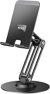 Next Store C300 Metal Phone Stand, 360 Degree Swivel Base, Foldable Design, Adjustable Height, Sturdy Aluminum Material, Practical Desktop Stand for Smart Devices