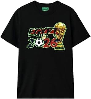 تيشيرت كرة قدم United Colors of Benetton مصر 2026، أسود، ياقة دائرية، مقاس (XL)