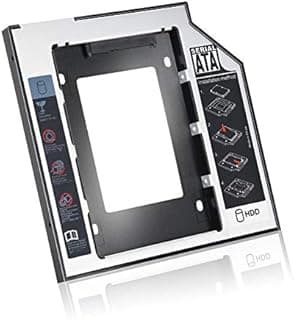 مثبت أقراص صلبة ساتا ثانوي لهارد HDD وهارد SSD عالمي من الألومنيوم مقاس 9.5 ملم مع 4 مسامير لمحول فتحة CD/DVD-ROM البصرية