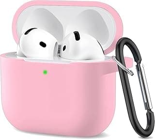 جراب سيليكون ناعم من Next Store بحماية كاملة مع سلسلة مفاتيح مدمجة، متوافق مع سماعة Airpods 3 تصميم أنيق للرجال والنساء، مقاوم للخدوش والصدمات (زهري)