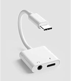 USB C to 3.5mm Audio Adapter, Type C Fast Charging Dongle Adapter, USB C Headphone Adapter White
