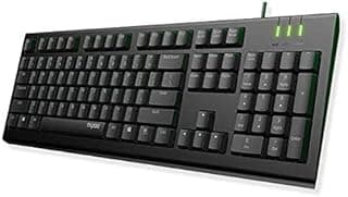 كيبورد سلكي Rapoo NK1900 بمنفذ USB، مقاوم لانسكاب السوائل، مفاتيح مطلية بطبقة حماية من الأشعة فوق البنفسجية، مفاتيح وسائط متعددة بلمسة واحدة