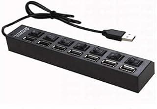Black 2.0 High Speed 7 Port Usb Hub On/off Sharing Switch For Laptop Pc