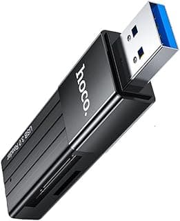 قارئ كروت Hoco HB20 - Mindful 2 في 1 بمنفذ USB 3.0، يدعم كروت TF/SD، متوافق مع ويندوز وماك - أسود
