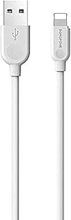 كابل شحن لايتنينج Borofone BX14 LinkJet بطول 3 متر (أبيض)، كابل شحن سريع 2.4A ونقل بيانات 480Mbps، كابل طاقة نحاسي معزز شديد التحمل للايفون والايباد