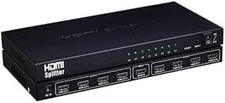 موزع إشارة HDMI 1x8 – دقة 1080p Full HD، دعم 3D، 8 منافذ، مؤشرات LED، زر إعادة تعيين، توزيع فيديو ثابت