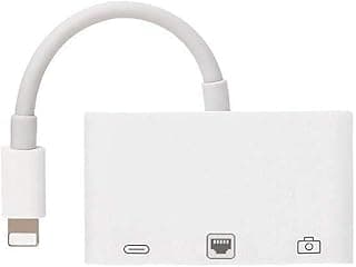 محول 3 في 1 Lightning إلى LAN و USB و Lightning 8pin OTG لهواتف ابل ايفون وايباد
