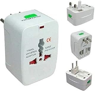 محول سفر عالمي، محول طاقة دولي لـ USA و EU و UK و AUS، تصميم متعدد الفيش، بدون منفذ USB