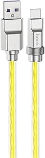 Hoco U113 - Solid 100W Silicone Fast Charging And Data Transmittion Cable (100W - 6A - 1M), USB-A To USB-C Plug, Compatible With Samsung Huawei Xiaomi Oppo - Gold