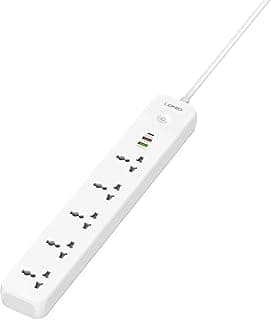 مشترك كهرباء ذكي بقدرة 2500 بخمس مقابس و منفذي USB ومنفذ تايب سي - شحن سريع 38W - سلك متين 2 متر وحماية متكاملة للمنزل والمكتب - موديل SC5319