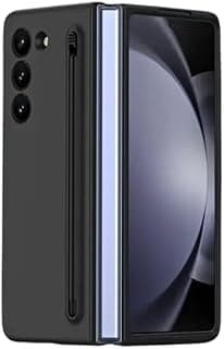 جراب موبايل فاخر للأعمال متوافق مع سامسونج Galaxy Z Fold 4 ملمس ناعم ومرن مع مكان للقلم (أسود)