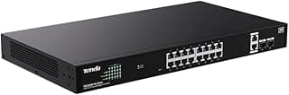 Tenda TEG2220P-16-250W Cloud Managed PoE Switch – 18 Gigabit Networking Switch (16 PoE) + 2 SFP – 250W for Network Management & Surveillance Systems