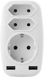 European Travel Adapter Multi Plug with 2 USB Ports and Schuko Socket for Charging Devices