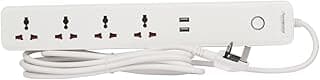 مشترك كهرباء ذكي 4 مخارج واي فاي عالمي مع 2 منفذ USB 3A، مفتاح رئيسي، مؤشر واحد وكابل 3 متر