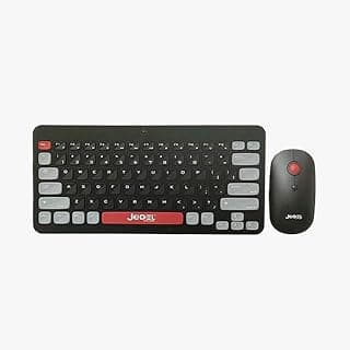 كيبورد وماوس صغير لاسلكي بلوتوث 2.4G مع ملصقات حروف عربية، طقم كيبورد وماوس WS681 يعمل بالحجر