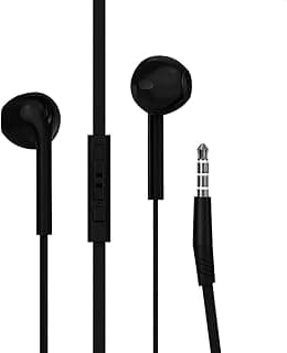 HS604 Wired Earphones with Pure Sound, 14.2 mm, Comfortable and Light Design, 125 cm Cable Length, High Quality and Exceptional Sound Clarity - by Next Store (Black)