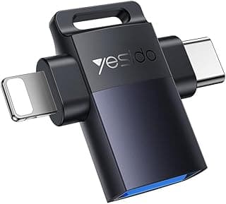 GS35 OTG Adapter – 2-in-1 Type-C & Lightning to USB 3.0 Converter | 5Gbps High-Speed Data Transfer | OTG Adapter for Android, iPhone, MacBook, iPad, Laptops | 6-Month Warranty