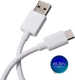 كابل موبايل شحن سريع جداً Warp Charge/Super VOOC/SuperDart/Dash Charge (أبيض 6.5 أمبير (65 وات))