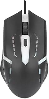 ماوس ألعاب سلكي ضوئي 1000DPI USB بتصميم مريح مع إضاءة متغيرة الألوان ZR-1730، أسود