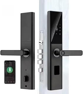 Digital Smart Door Lock, Keyless Entry, Fingerprint Scanner, Black