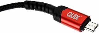 كابل شحن ونقل بيانات سريع - Micro USB - مغطى بالنايلون المقوى المضاد للتشابك - مدخل ألومنيوم - أسود وأحمر