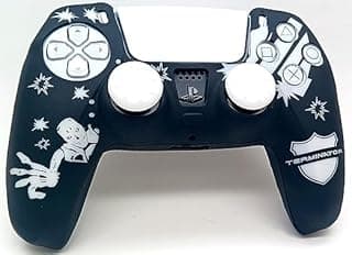 ANKHGIFTSHOP PS5 Controller Skin RDR-II Theme Silicone Protective Skin Case Cover for PS5 Controller with 2 Thumb Grip Caps (Terminator-Black)
