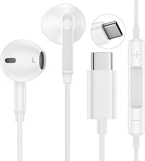 USB C Headphones for iPhone 17/17 Pro/16/16e/15 Pro Max/Plus, Type C Earbuds Wired Earphones (Microphone & Remote Control) Noise Cancelling for lPad Pro, Galaxy S23/S22/S21/Ultra Note10/20, Pixel