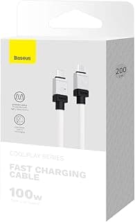كابل شحن سريع Coolplay 100 وات 2 متر PD3.1 QC4.0 من USB-C إلى USB-C لهواتف سامسونج S24 Ultra، S23، S22 (أبيض)