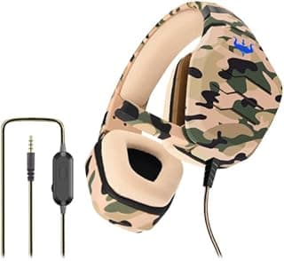 Ovleng GP60M 3.5mm Wired Over-Ear Gaming Headset with Rotation Microphone, Camouflage Design, 50mm speaker, Compatible with PUBG PC, Mac & Consoles - Desert Yellow