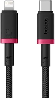 كابل شحن سريع 20W PD من USB-C الى Lightning، كابل طاقة وبيانات متين بطول 2 متر (480Mbps) لاجهزة ابل ايفون 14 برو ماكس، 13، 12، 11، XS، XR، X، 8 بلس، 7، 6s ولاجهزة الايباد - سلسلة Super Flash (احمر)