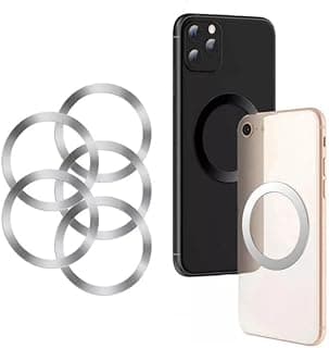 5Pcs Metal Plate for iPhone Android Phones, Self Adhesive Thin Strong Magnetic Ring Sticker for MagSafe/Qi Wireless Charger & Accessories